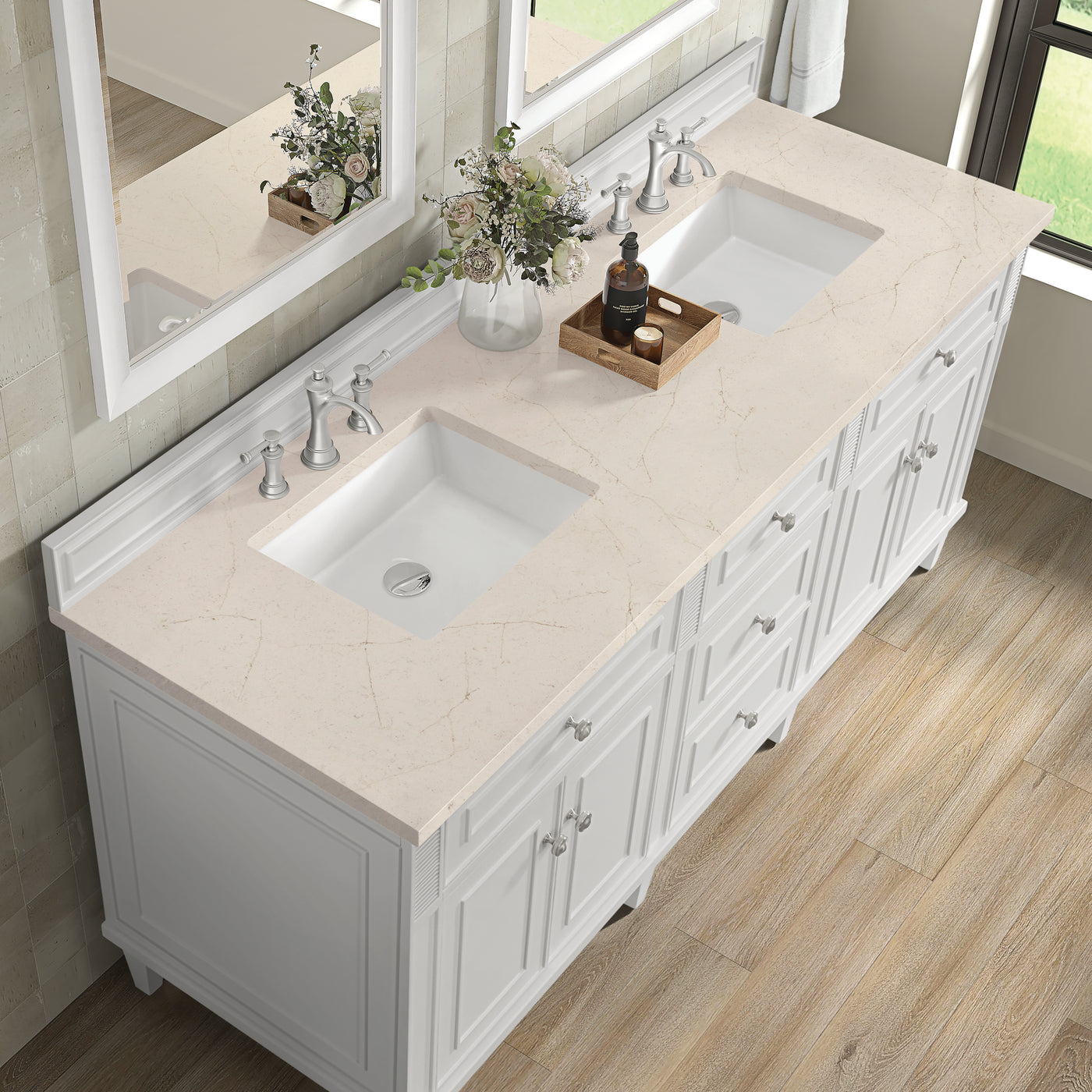 James Martin Lorelai 72" Double Bathroom Vanity, Bright White, view 28
