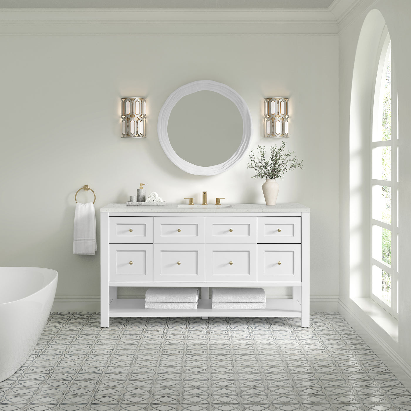 James Martin Breckenridge 60" Single Bathroom Vanity, Bright White, view 28