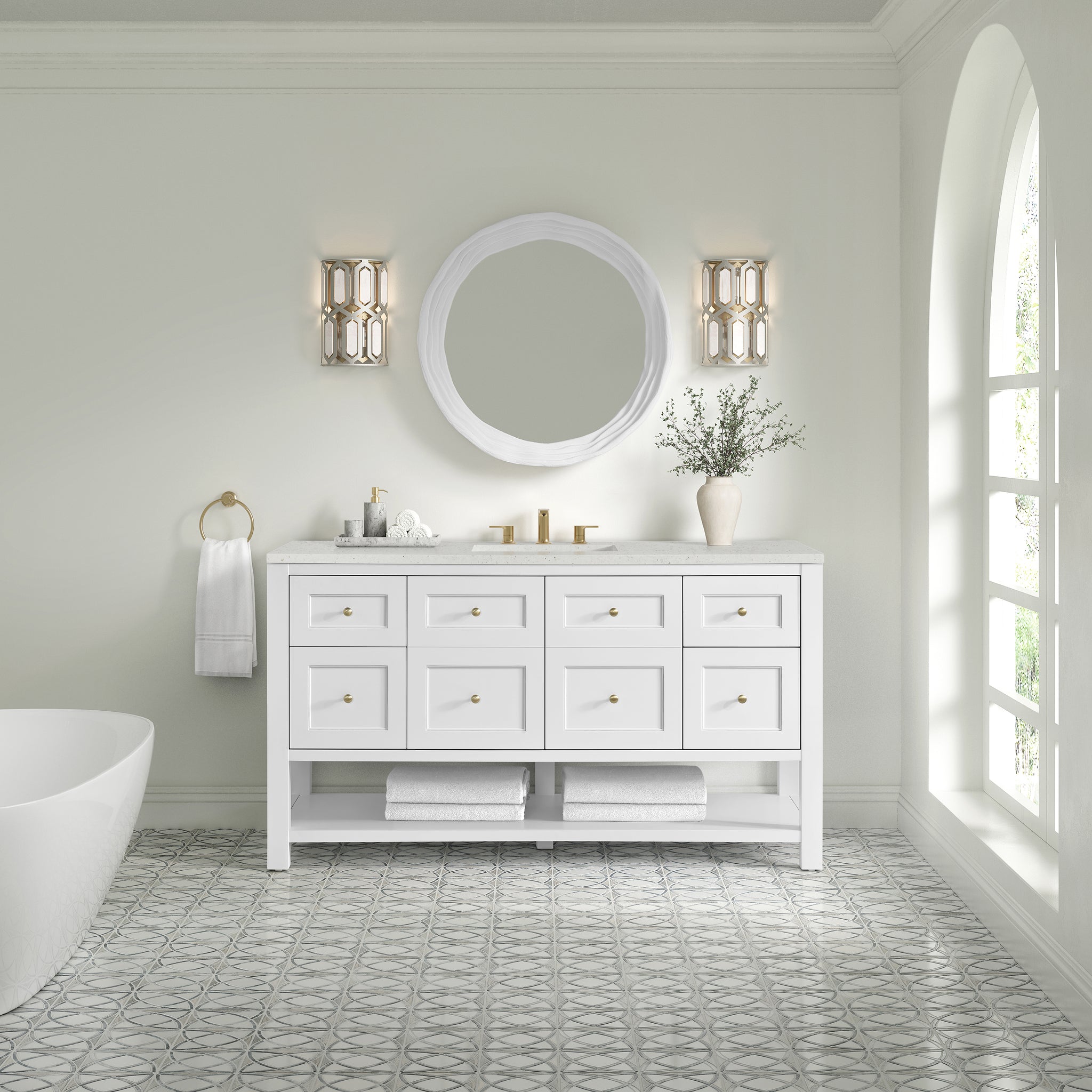 James Martin Breckenridge 60" Single Bathroom Vanity, Bright White, view 28