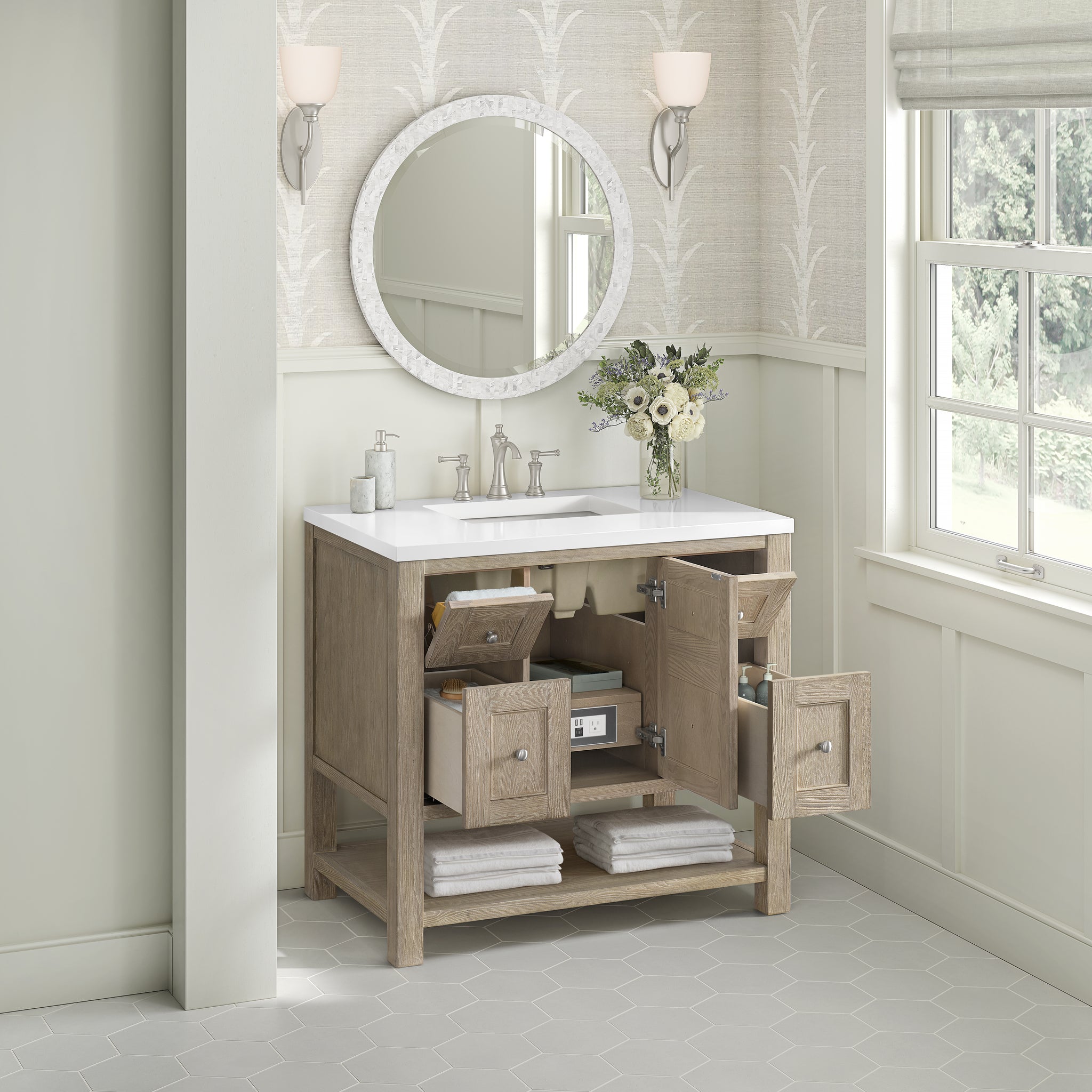 James Martin Breckenridge 36" Single Bathroom Vanity, Whitewashed Oak, view 31