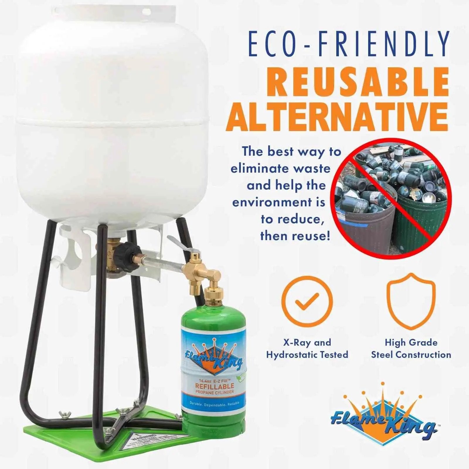 Flame King YSN1LBKTa Eco Friendly 1lb Refillable Reusable Propane Cylinder + Refill Kit by Flame King Products