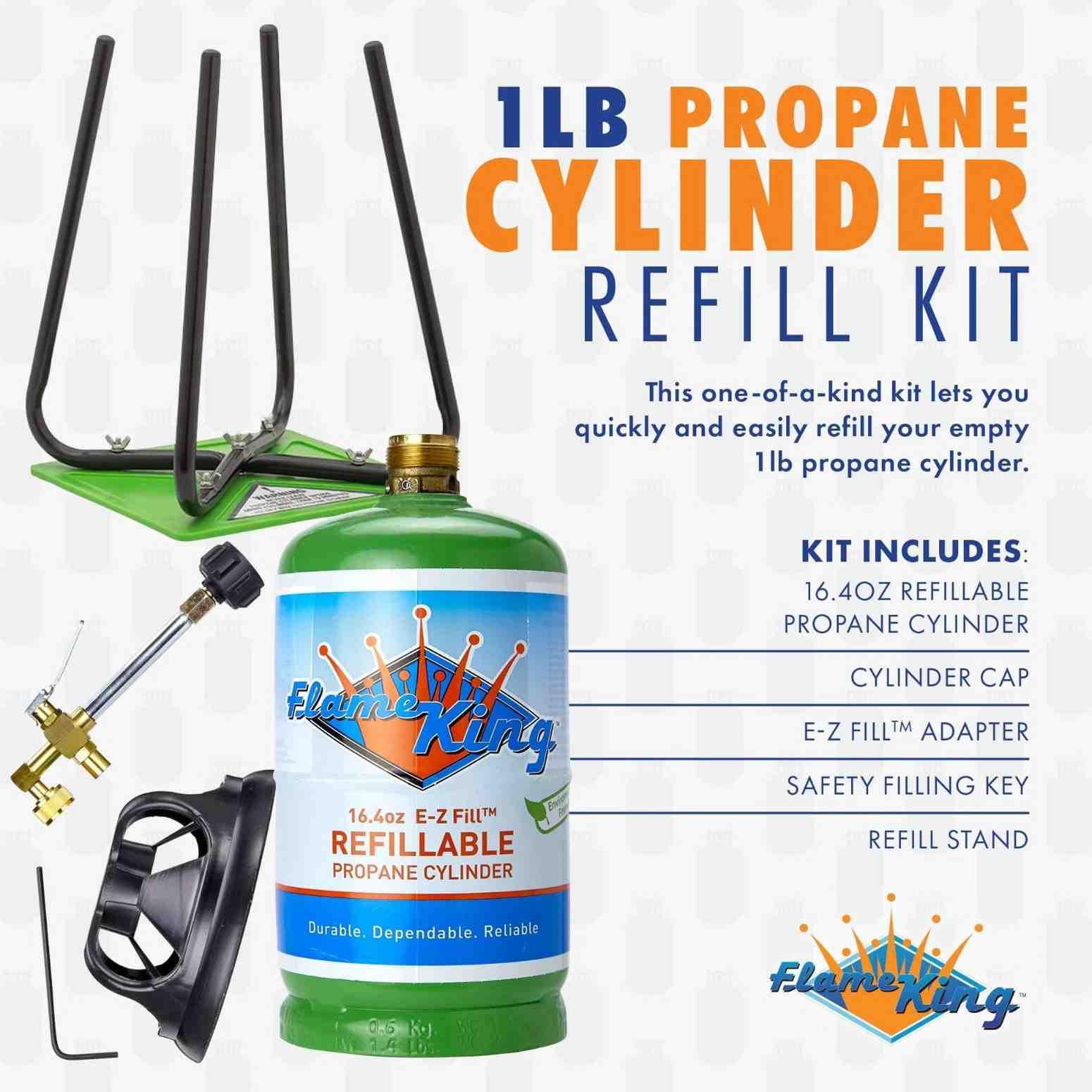 Flame King YSN1LBKTa Eco Friendly 1lb Refillable Reusable Propane Cylinder + Refill Kit by Flame King Products