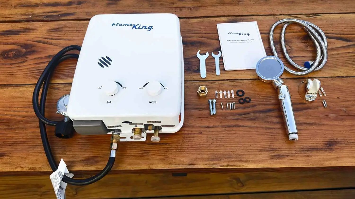 Flame King Tankless Outdoor Portable Camping Hot Shower Propane Gas 5L 1.32GPM Water Heater 34,000 BTU by Flame King Products