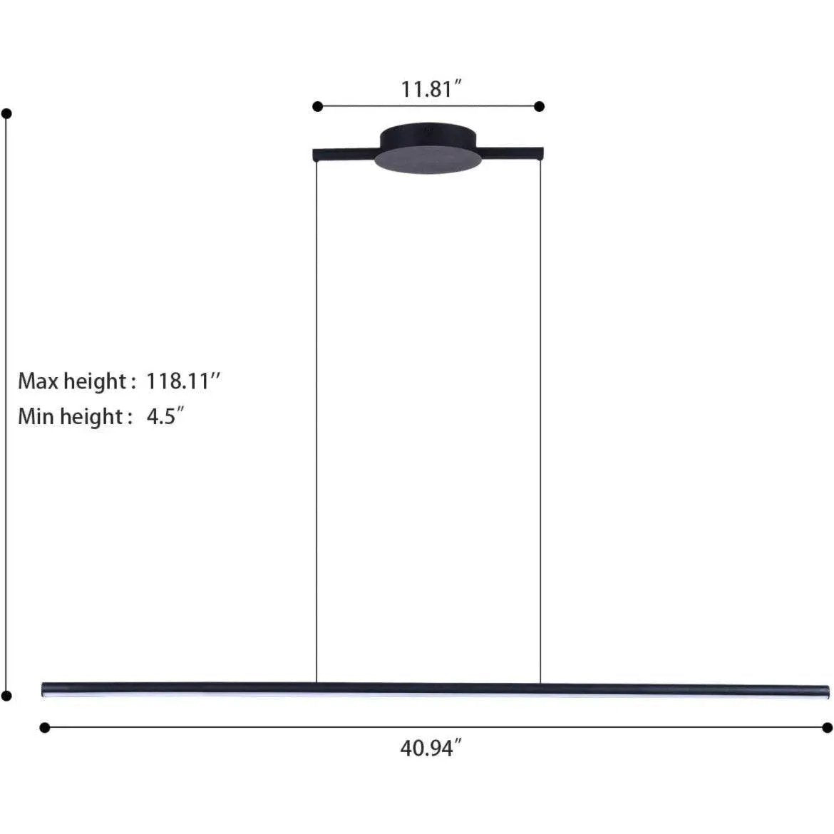 Zicbol Kitchen Island Pendant Lighting 40.94 Inch Linear Light Fixture Chandelier 16W 3000K Warm Light Dimmable LED Hanging Light Fixture for Dining Room, Kitchen, Breakfast Bar, Living Room Black by Selzalot