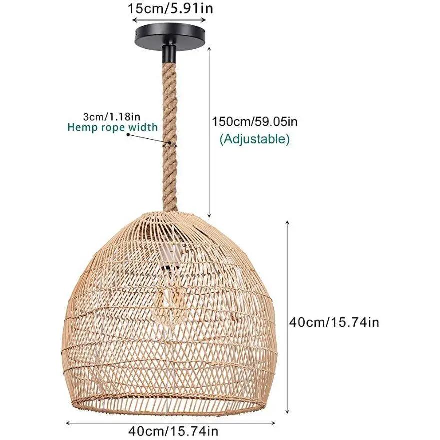 WalmHomie Hand Woven Pendant Light Rattan Lamp Shade,Rope Lamp by Selzalot