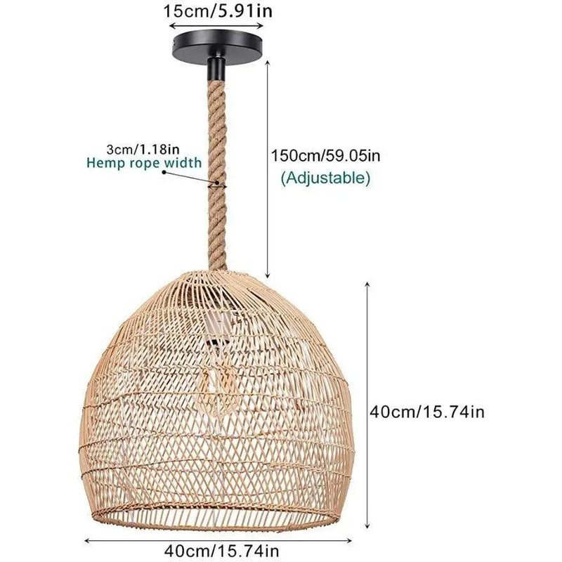 WalmHomie Hand Woven Pendant Light Rattan Lamp Shade,Rope Lamp by Selzalot