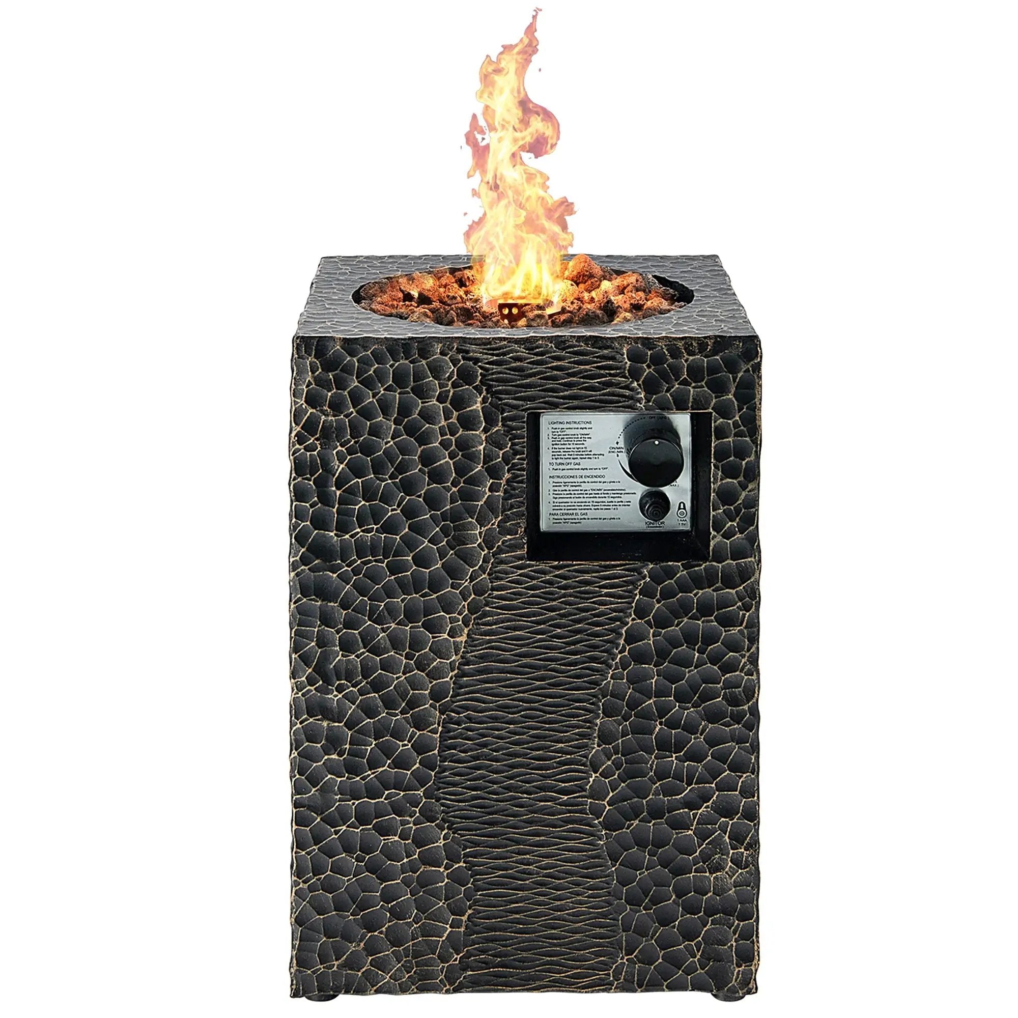 16 Feet Square Outdoor Propane Fire Pit with Lava Rocks Waterproof Cover 30000 BTU by DirectDeals