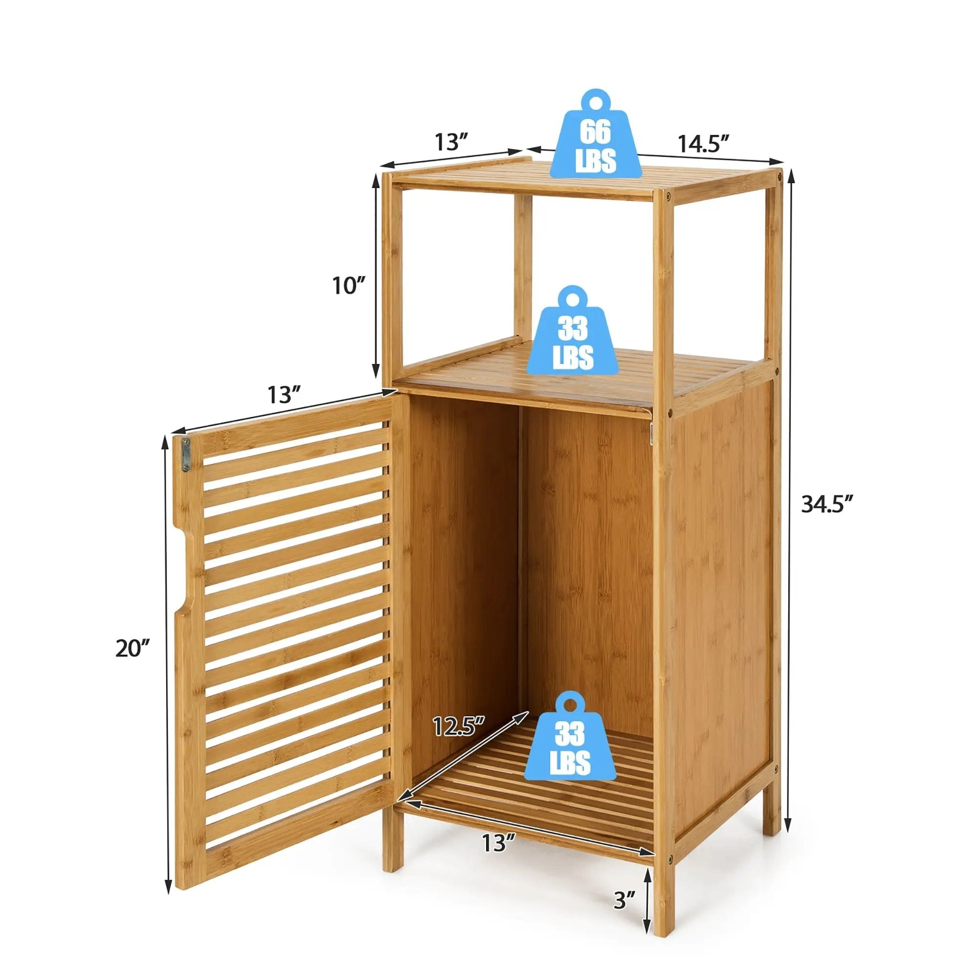 Bamboo Bathroom Storage Floor Cabinet with Door and Shelf Corner Cabinet by DirectDeals