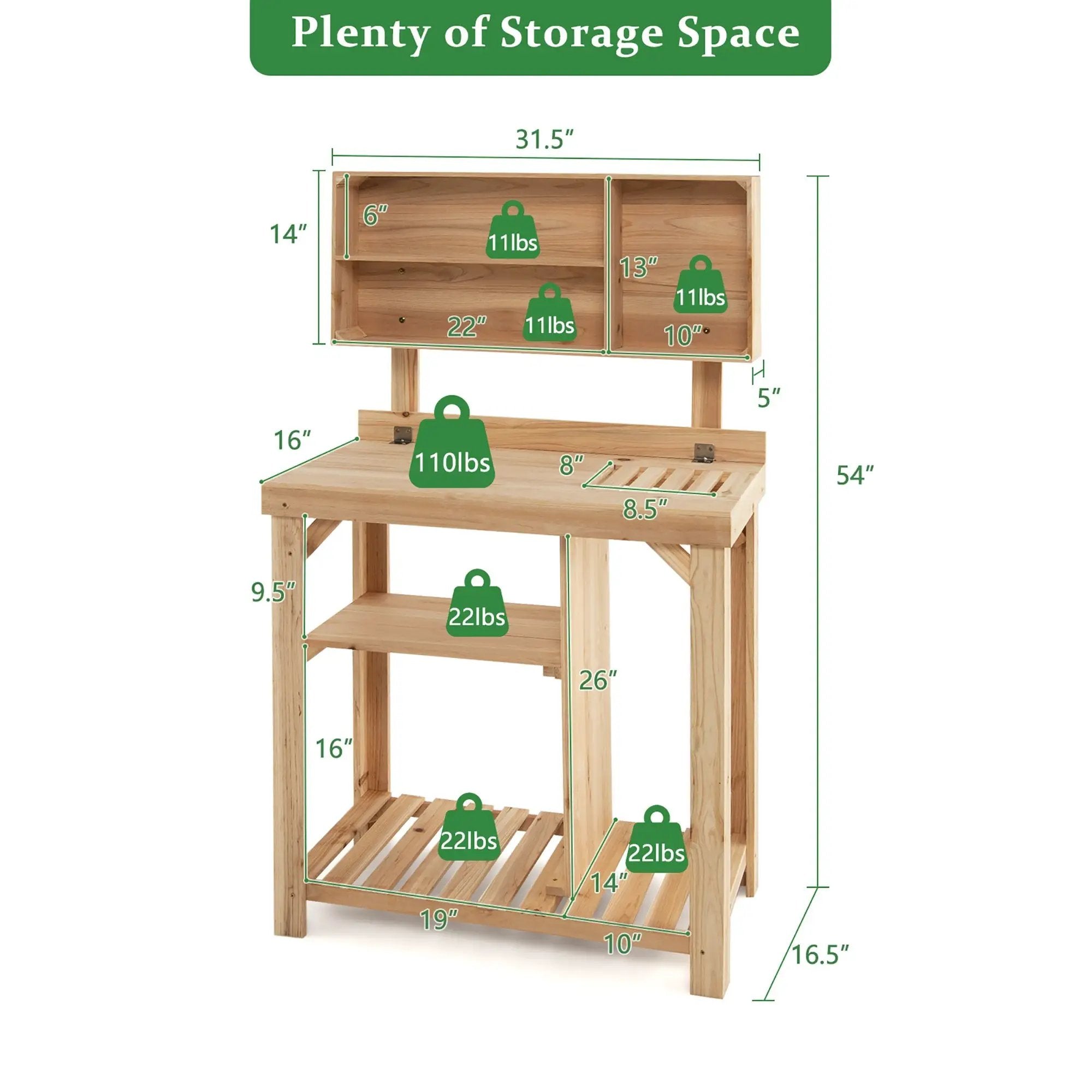 Garden Wooden Potting Table Workstation with Storage Shelf by DirectDeals