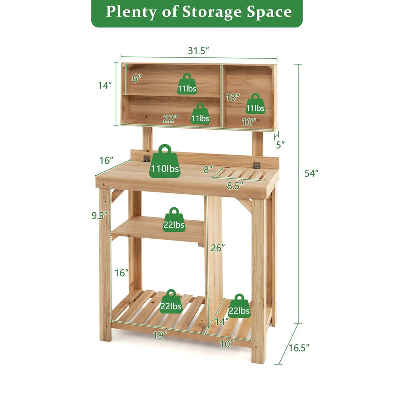 Garden Wooden Potting Table Workstation with Storage Shelf by DirectDeals