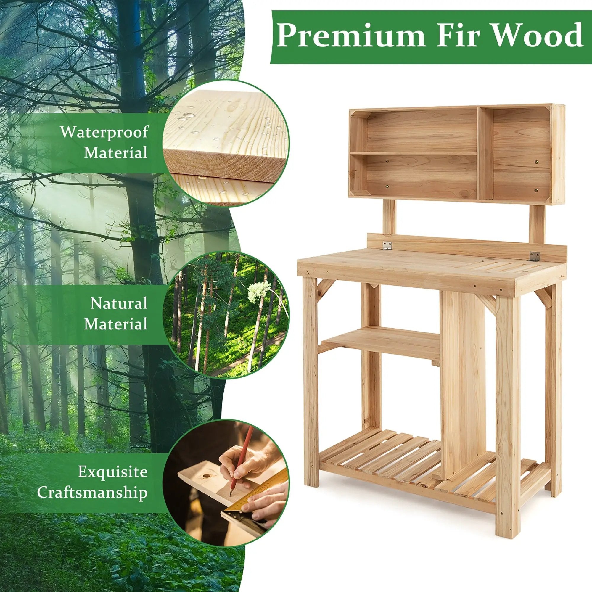 Garden Wooden Potting Table Workstation with Storage Shelf by DirectDeals