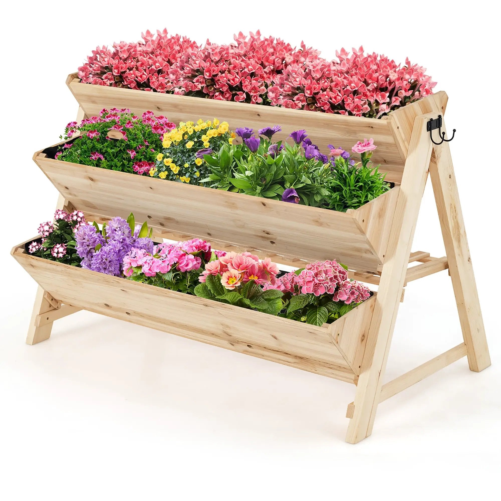 3 Tier Wooden Vertical Raised Garden Bed with Storage Shelf by DirectDeals
