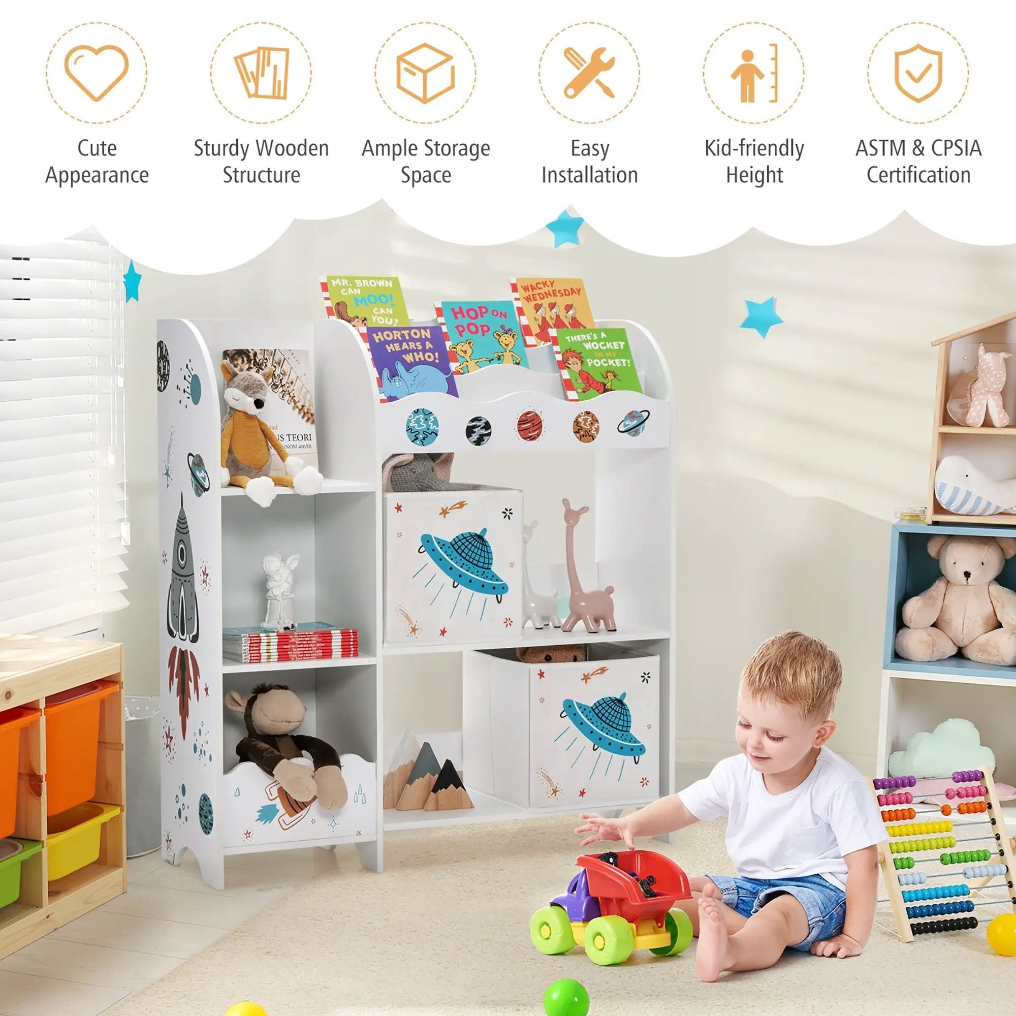 Kids Toy and Book Organizer Children with Storage Bins by DirectDeals