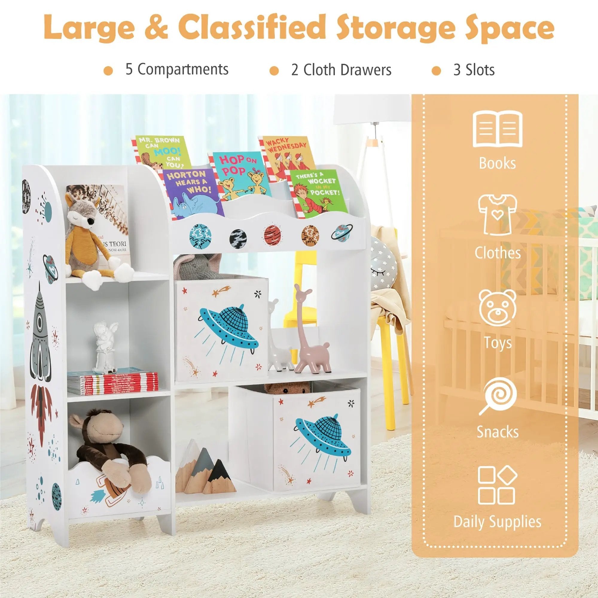 Kids Toy and Book Organizer Children with Storage Bins by DirectDeals