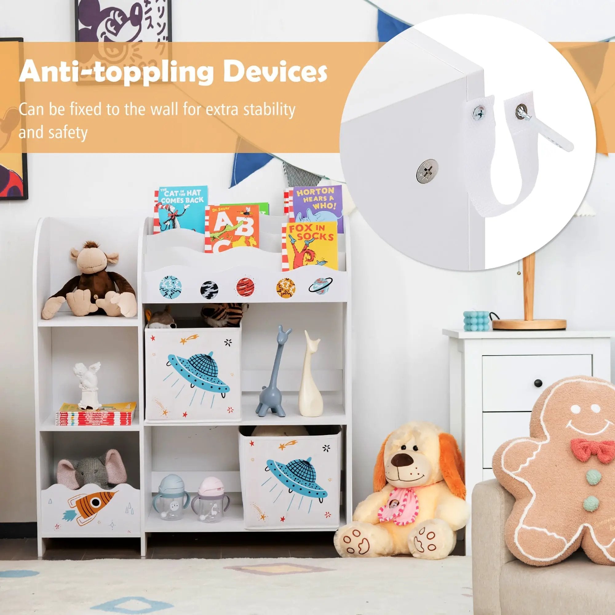 Kids Toy and Book Organizer Children with Storage Bins by DirectDeals