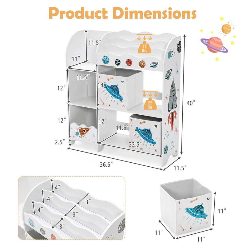 Kids Toy and Book Organizer Children with Storage Bins by DirectDeals