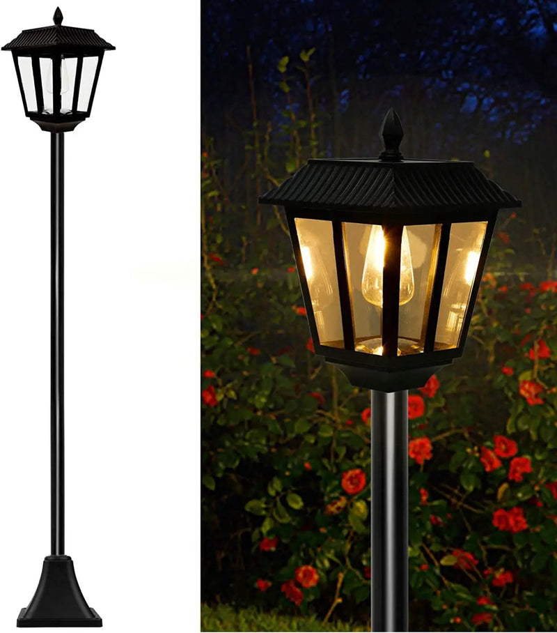 SmartYard 67 Inch Solar Lamp Post Lights, 100 Lumen Solar Powered Vintage Street Lights Outdoor, Warm White LED Edison Bulb Solar Post Light by Outdoor Solar Outlet