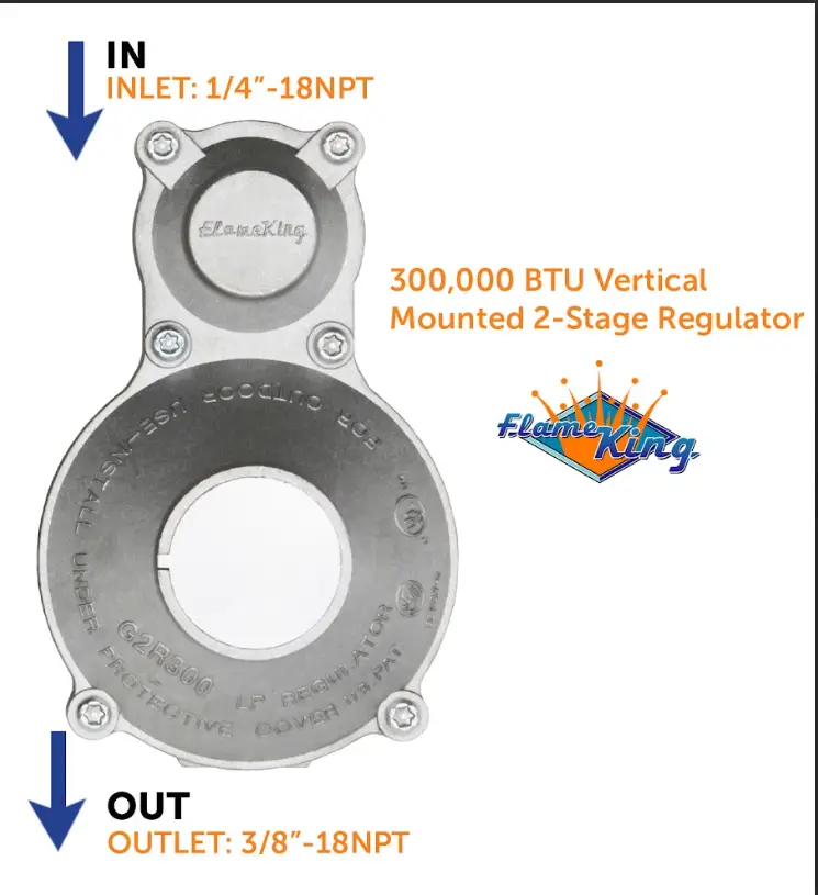 Flame King 2-Stage 300,000 BTU Propane LP Vertical Super Compact Regulator by Flame King Products