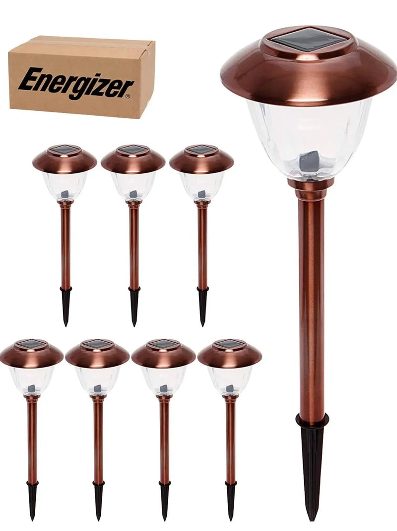 Energizer 8 Pack Solar Pathway LED Lights Outdoor-Stainless Steel 15 Lumen by Outdoor Solar Outlet