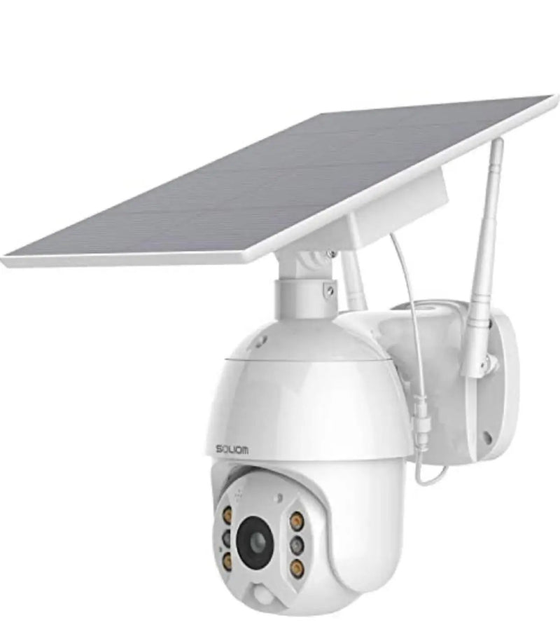 Outdoor Home Security Camera, Wireless WiFi Pan Tilt 360° View Spotlight Solar Battery Powered System, Motion Detection and Siren, Color Night Vision, 2-Way Talk, Remote by Outdoor Solar Outlet