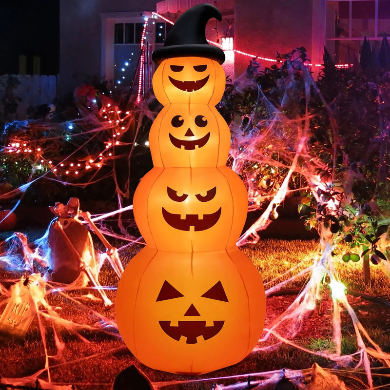 8 Feet Inflatable Halloween Pumpkins Stack with Built-in LED Lights by DirectDeals
