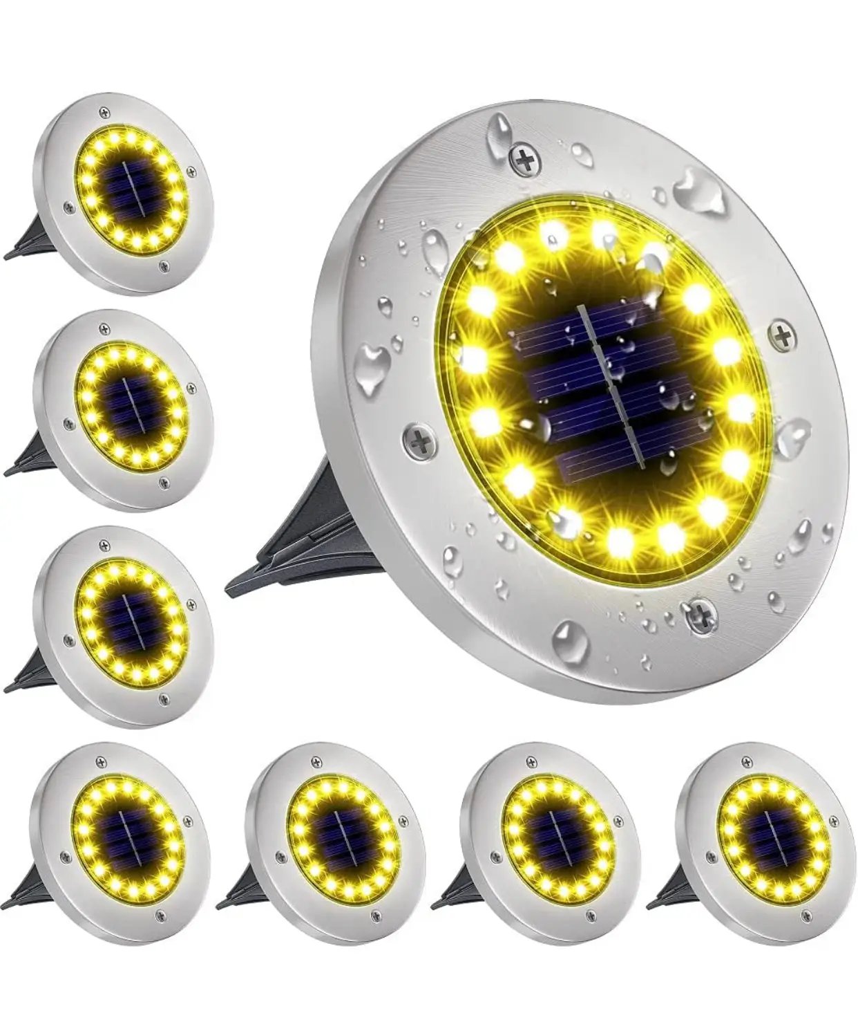 Solar Garden Disk Lights 16LED Solar Ground Lights Underground Lights,4 Pack-20 Lumen by Outdoor Solar Outlet