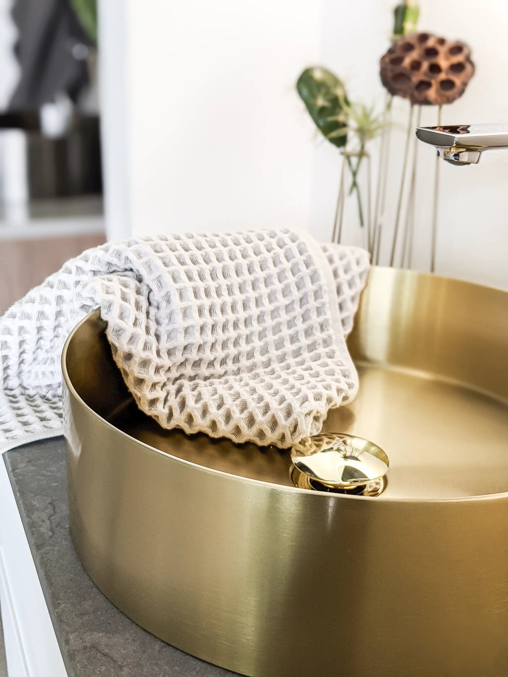 Zeek 14” Gold Round Vessel Bathroom Sink Stainless Steel PVD Nano Tech Coating ZN-G144 by ZEEK