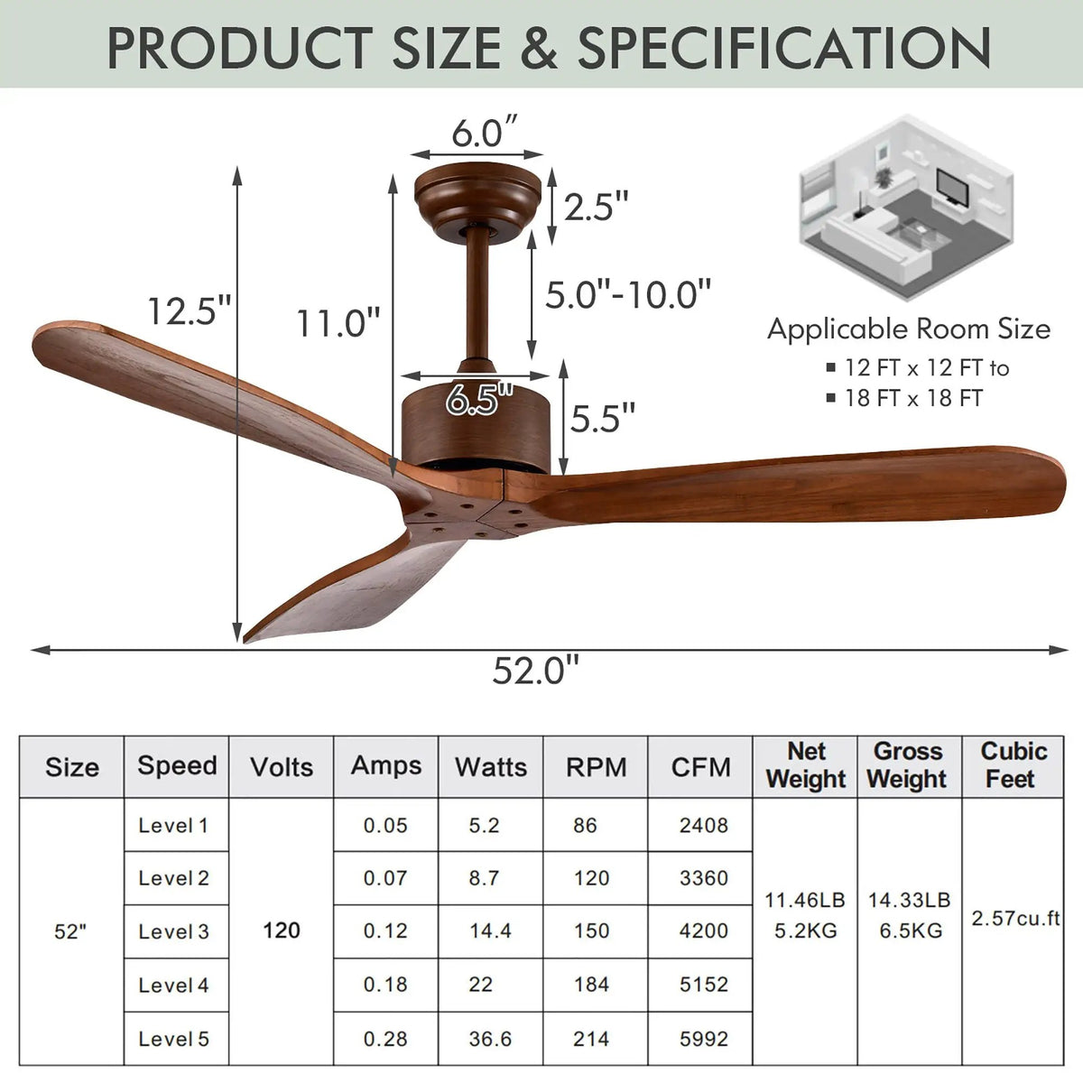 52 Inch Modern Ceiling Fan Indoor Outdoor Brushed Nickel Finish with Remote, photo 7 of 16