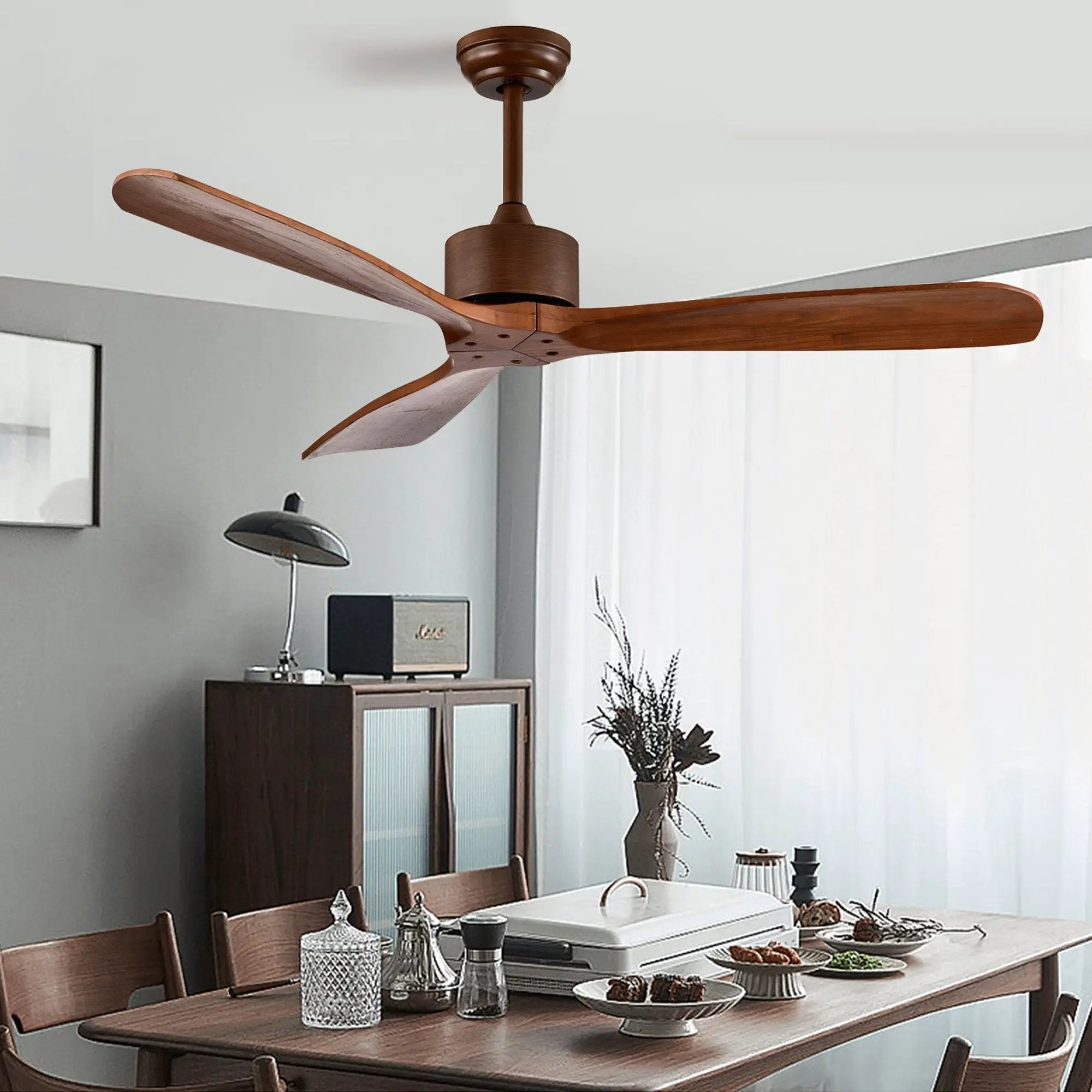 52 Inch Modern Ceiling Fan Indoor Outdoor Brushed Nickel Finish with Remote by DirectDeals