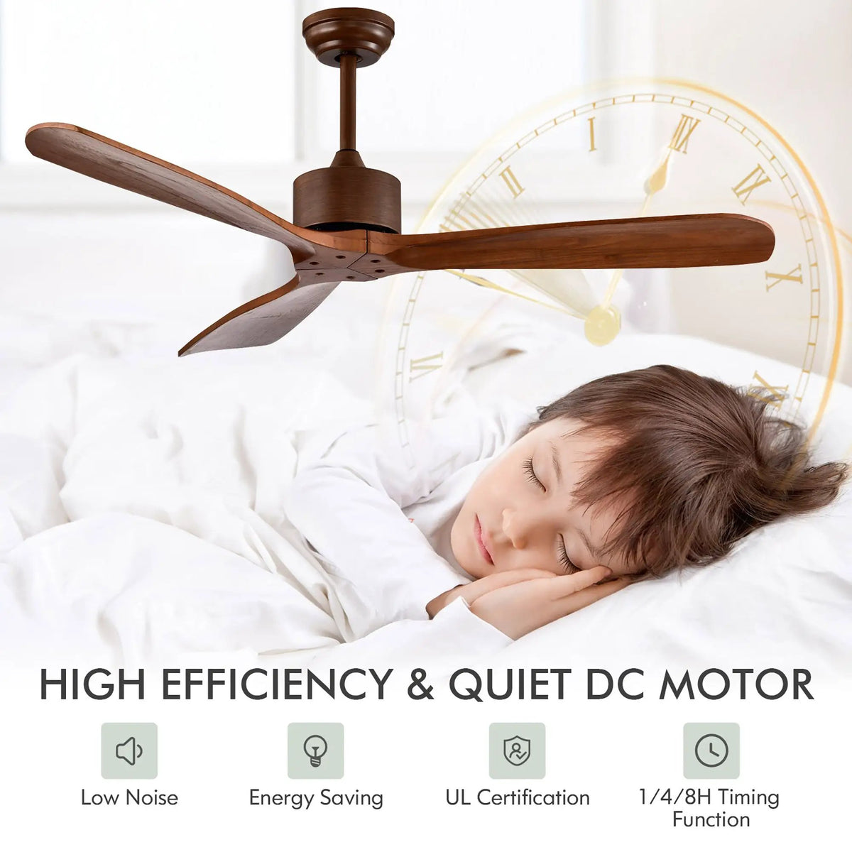 52 Inch Modern Ceiling Fan Indoor Outdoor Brushed Nickel Finish with Remote, photo 3 of 16