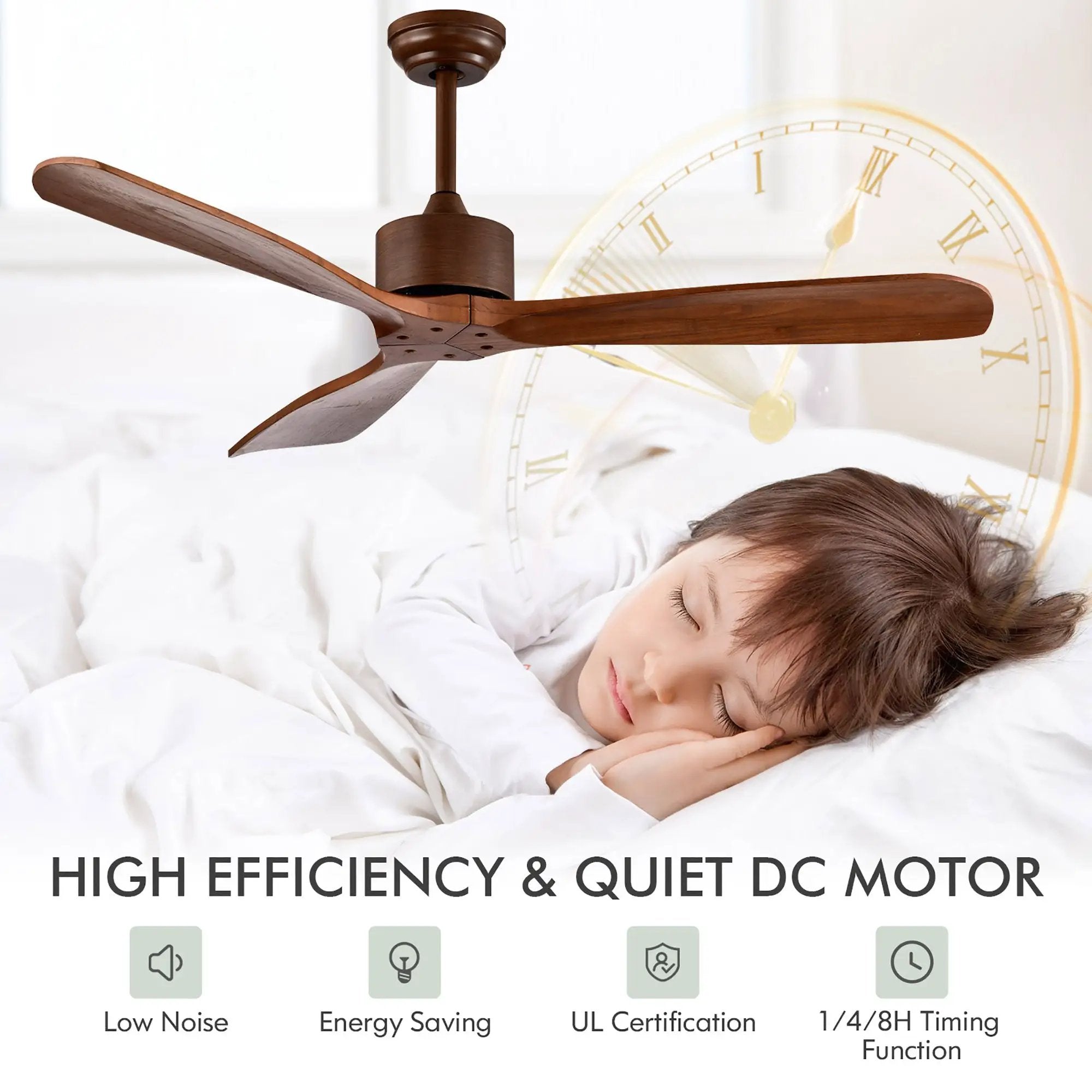 52 Inch Modern Ceiling Fan Indoor Outdoor Brushed Nickel Finish with Remote by DirectDeals