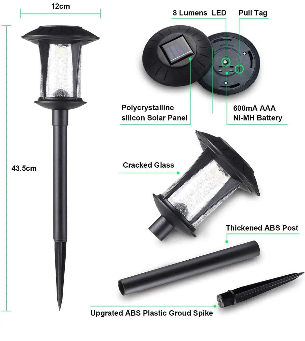 LANSGARINE Solar LED lights Outdoor Garden Stakes(Glass) (12-Pack) by Outdoor Solar Outlet