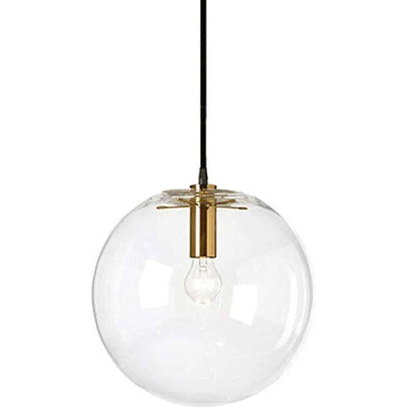 Brikey Spherical Clear Glass Ball Pendant Light Gold Head Glass by Selzalot