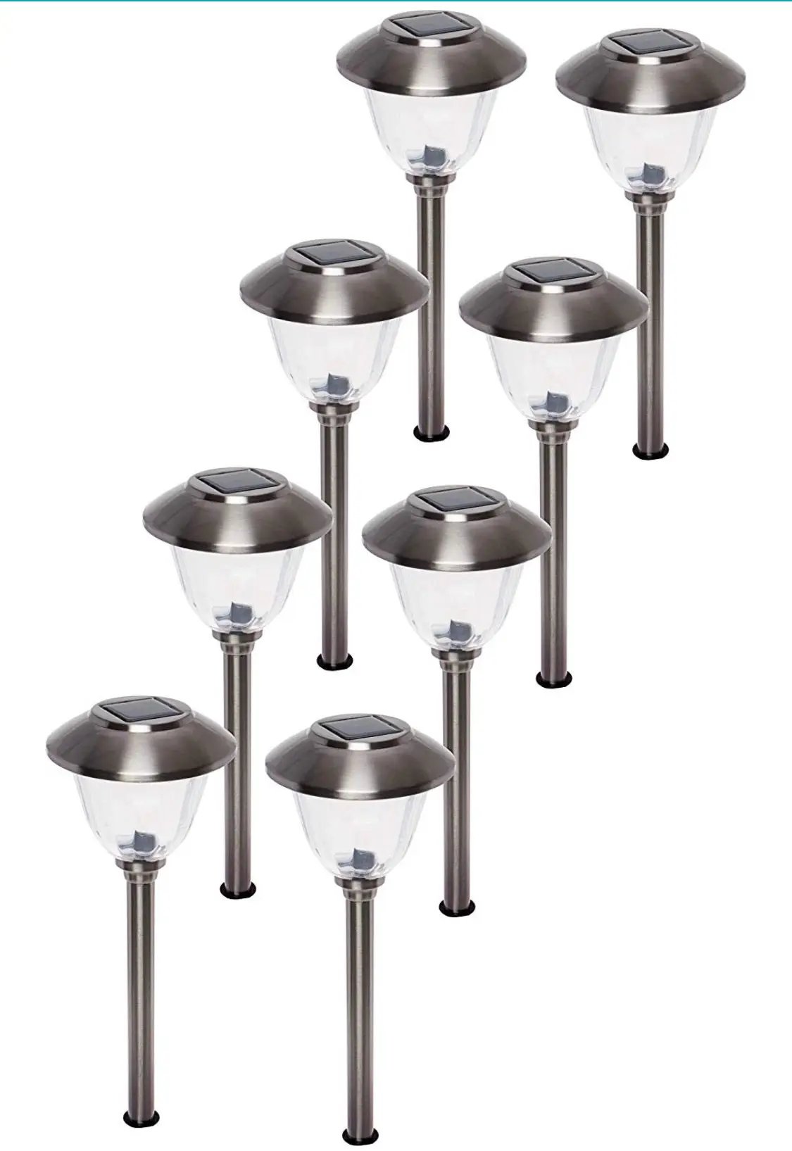 Member's Mark 8 Piece LED Solar Path Lights 14 Lumen - Stainless Steel ( Silver ) by Outdoor Solar Outlet
