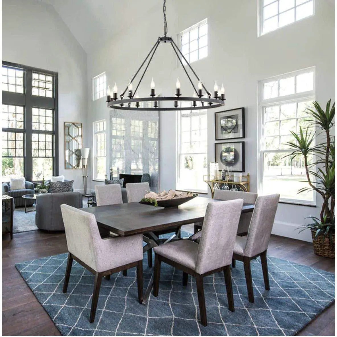 Hubrin Black Wagon Wheel Chandelier,16-Light 39.4 inch,Rustic Farmhouse Industrial Chandeliers,Kitchen Island Light Fixtures E12 Base for Living Room (Black, 39.4" 16-Light) by Selzalot