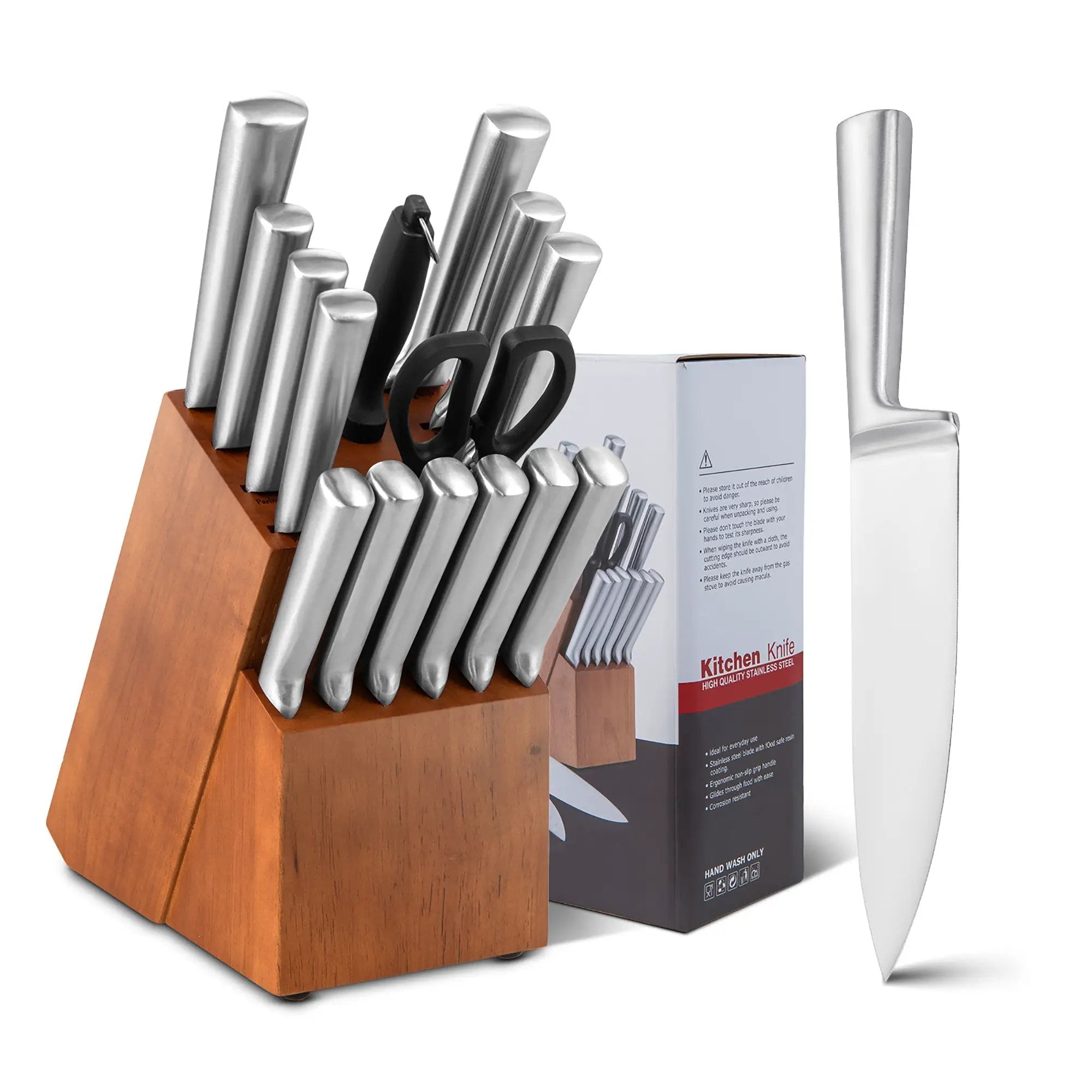 16-Piece Stainless Steel Kitchen Knife Set with Sharpener by DirectDeals