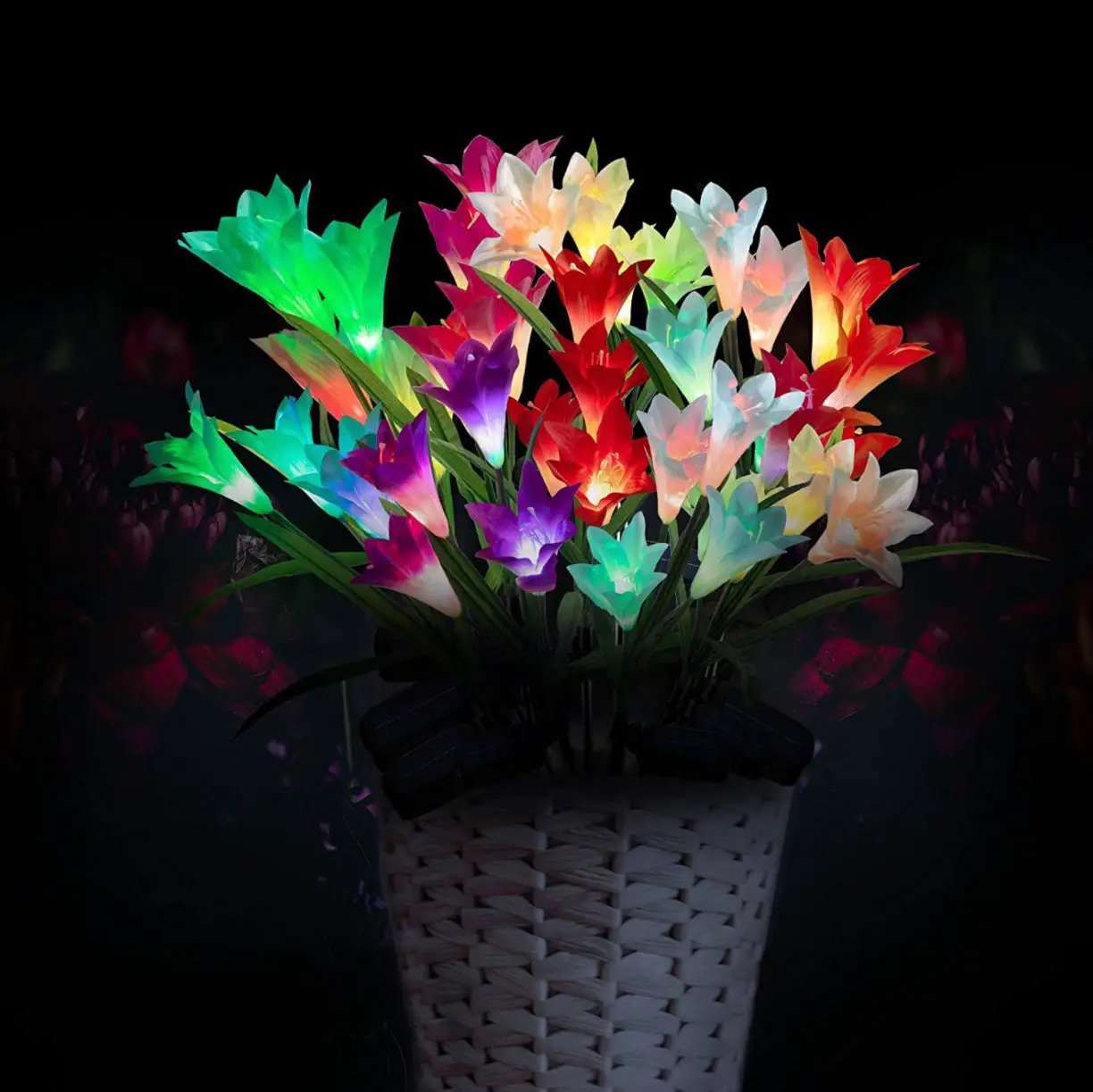 Solar Lily Flower Lights (Pack of 4 = 16 Flowers) by Outdoor Solar Outlet