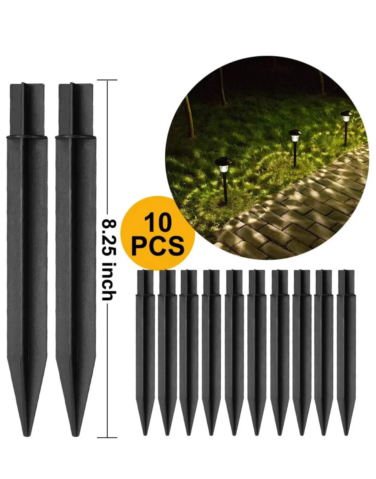 10x Path Light Replacement Stakes Ground Solar Light Spikes for Garden Lamps by Outdoor Solar Outlet