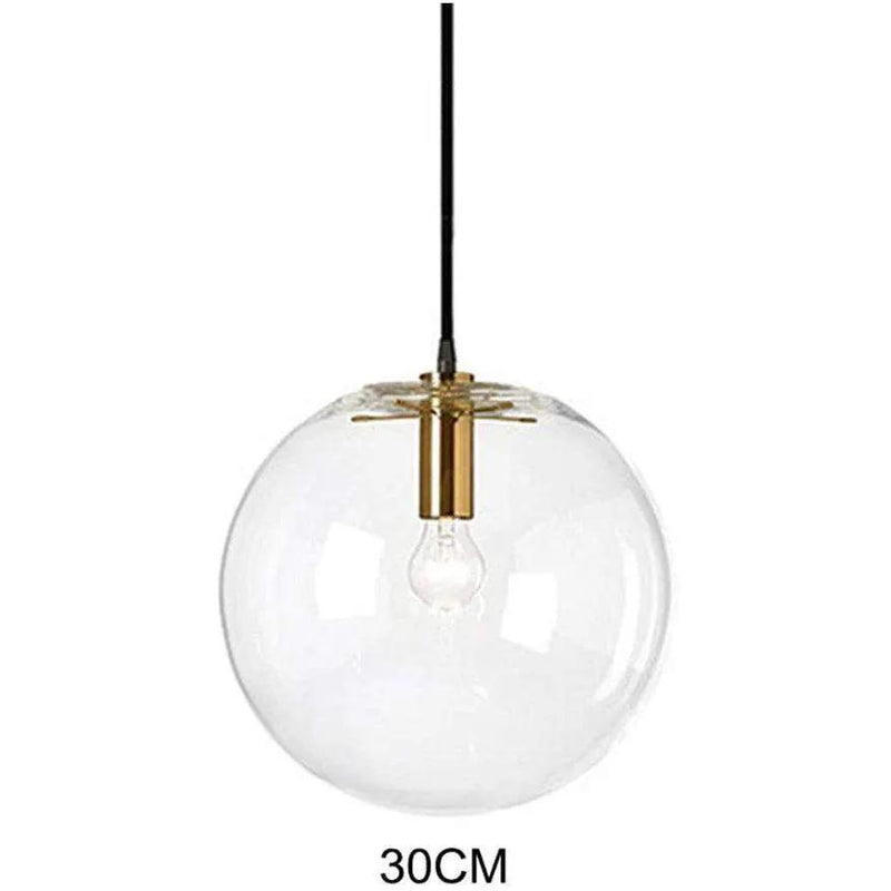 Brikey Spherical Clear Glass Ball Pendant Light Gold Head Glass by Selzalot