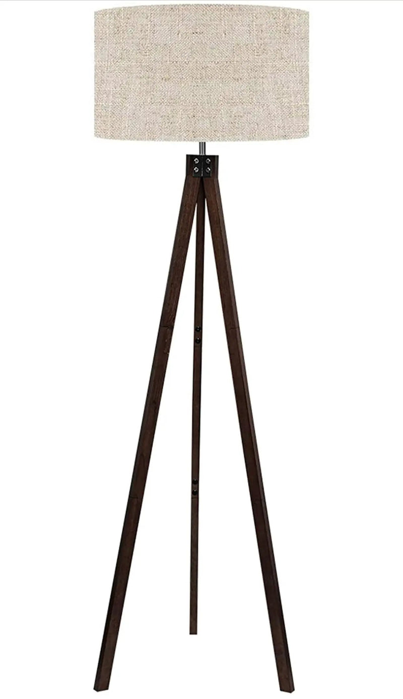 Modern Tripod LED Floor Lamp – Mid Century Dimmable Modern Light for Contemporary Living Rooms - Tall Free Standing Lamp with Solid Wood Legs by Outdoor Solar Outlet