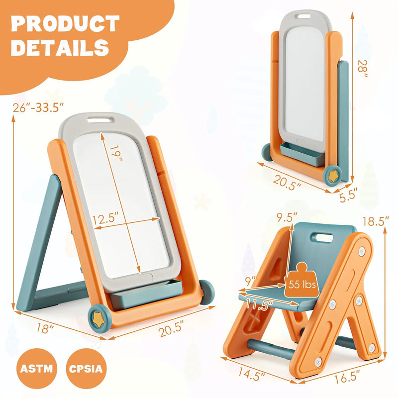 Kids Height Adjustable Art Easel Set with Chair by DirectDeals