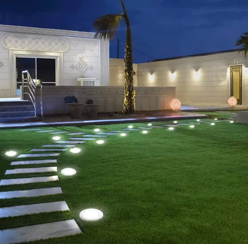 Solar Garden Disk Lights 16LED Solar Ground Lights Underground Lights,4 Pack-20 Lumen by Outdoor Solar Outlet