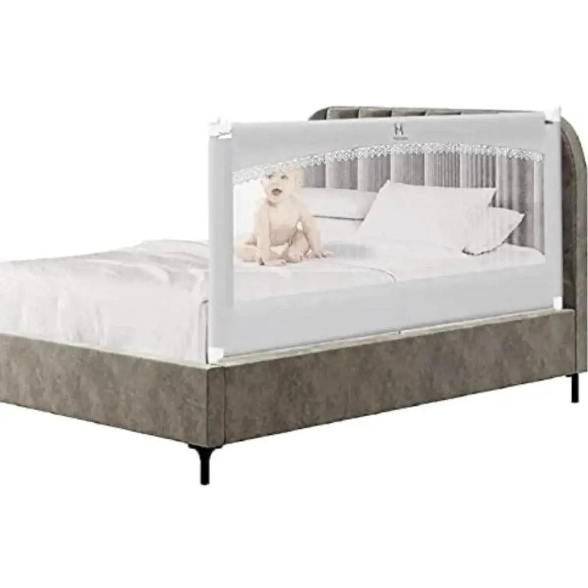 M MAYbabe Bed Rails for Babies and Toddlers, Extra Long and Tall Infants Bed Rail Guard Long Side of Kings or Queens(Grey-60 inches) by Selzalot