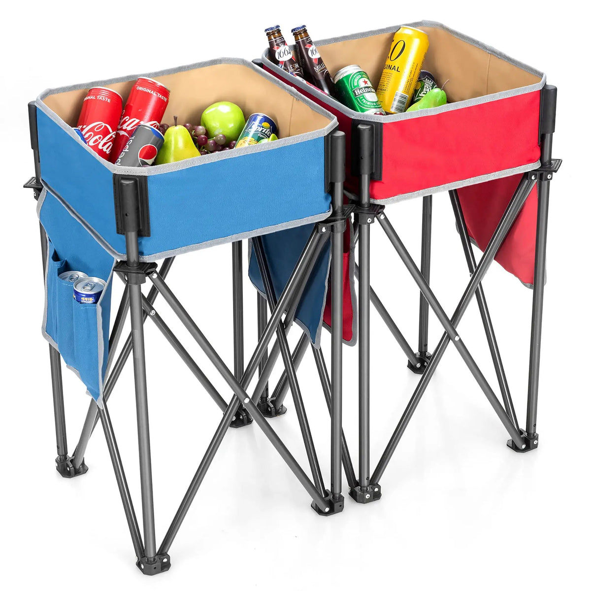 2 Pieces Folding Camping Tables with Large Capacity Storage Sink for Picnic, photo 3 of 7