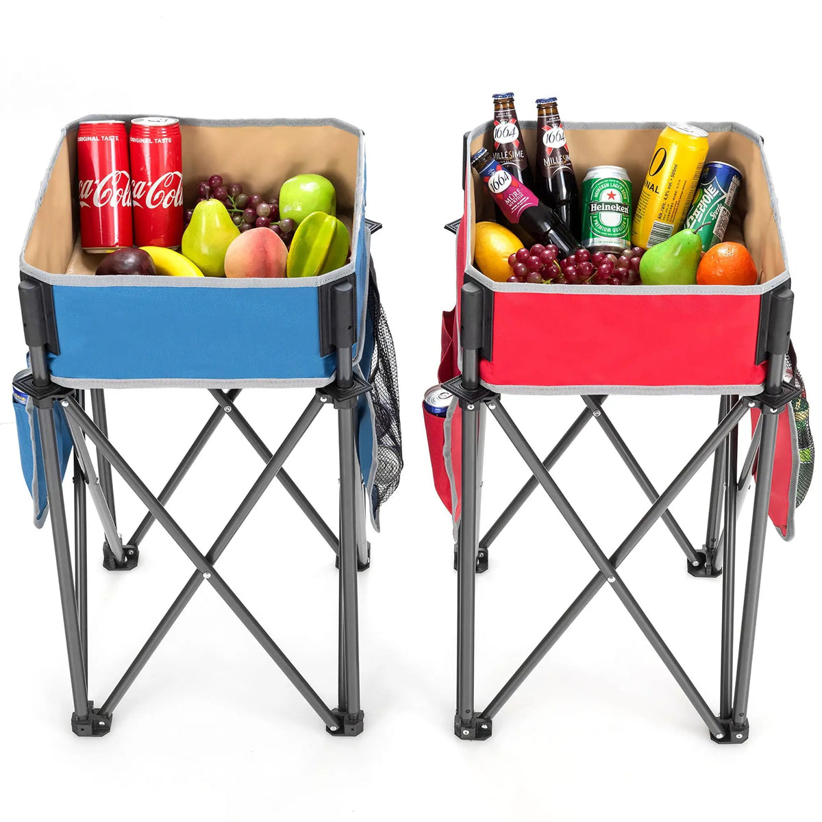 2 Pieces Folding Camping Tables with Large Capacity Storage Sink for Picnic, photo 6 of 7
