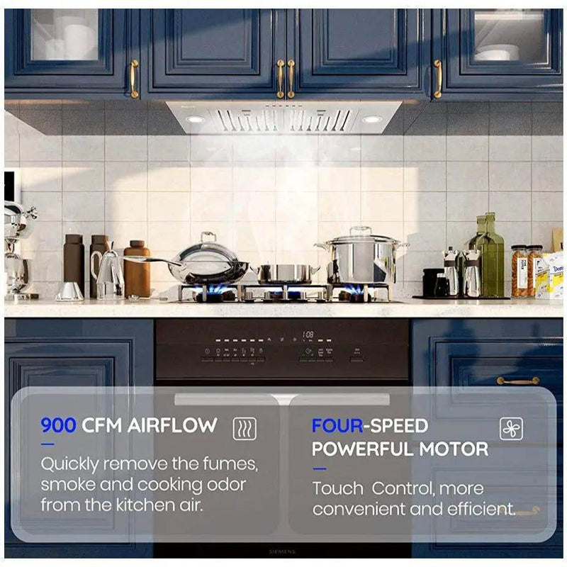 Range Hood Insert, EKON NAB01-30IN 900CFM Built-in Range Hoods Ducted/Ductless with 4-Speed Soft Touch Panel Control/Dishwasher-safe Filters, Kitchen Hoods for Over Kitchen Stove by Selzalot