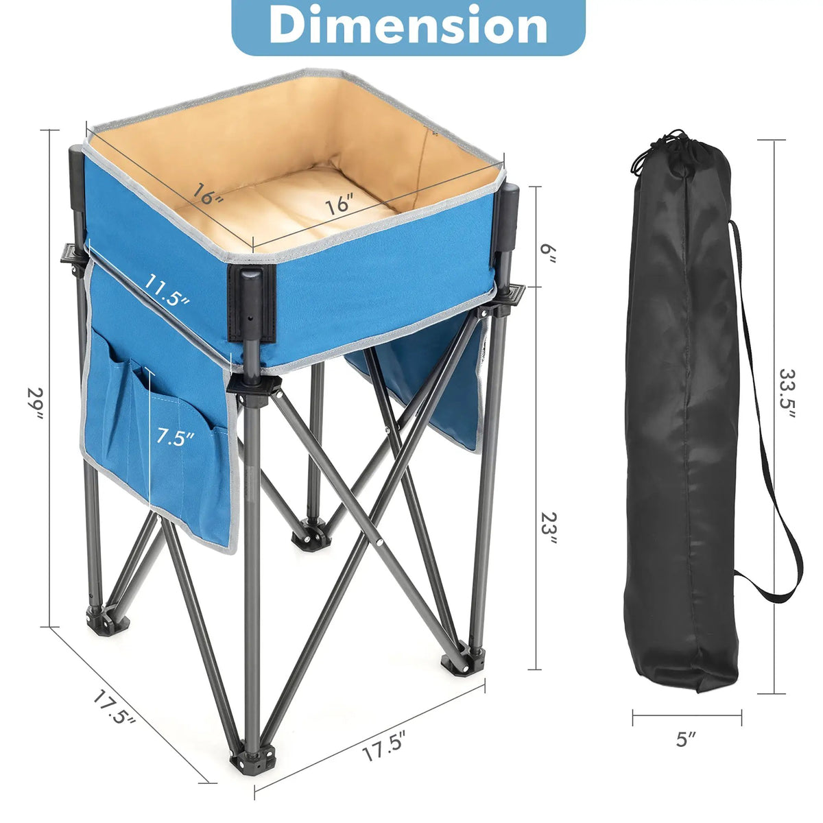 2 Pieces Folding Camping Tables with Large Capacity Storage Sink for Picnic, photo 4 of 7