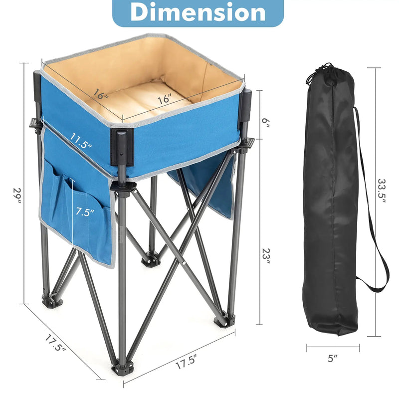 2 Pieces Folding Camping Tables with Large Capacity Storage Sink for Picnic by DirectDeals