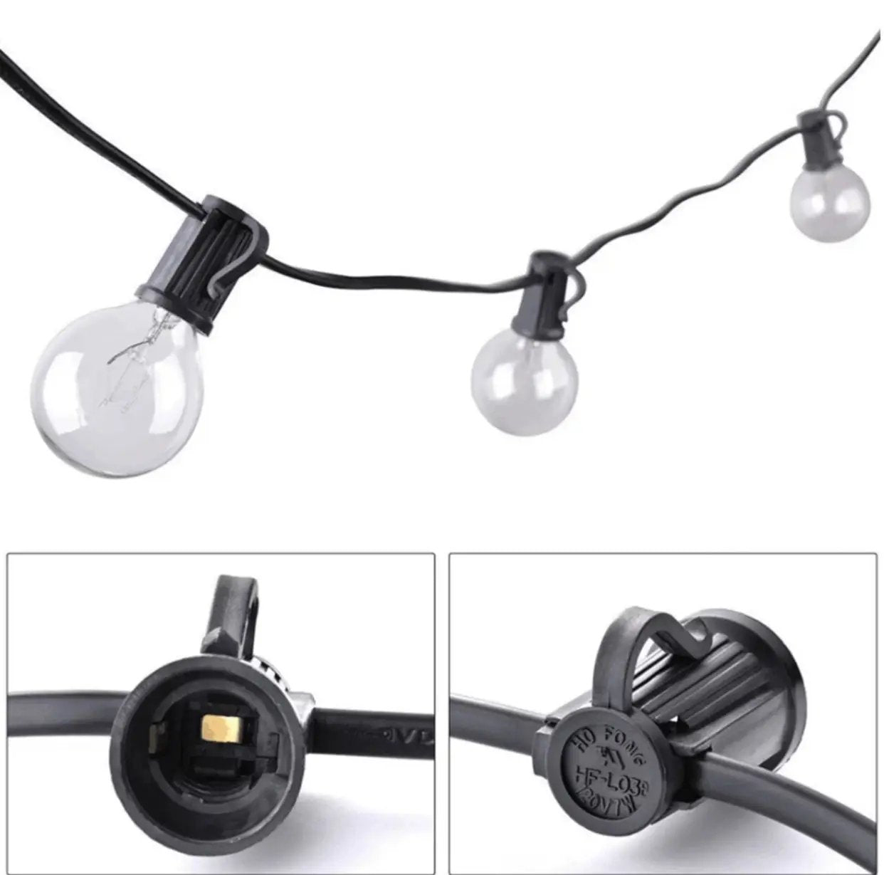 25 Ft Plug-In Outdoor String Light G40 Globe Patio Lights with 26 Edison Glass Bulbs Hanging Light by Outdoor Solar Outlet