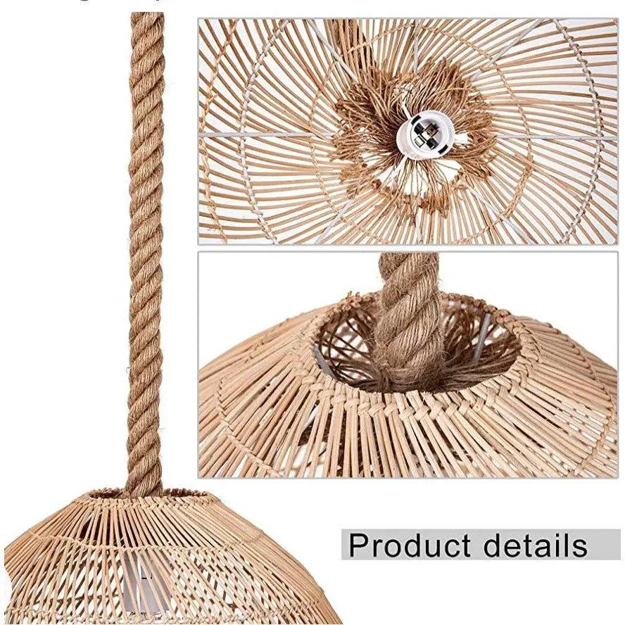 WalmHomie Hand Woven Pendant Light Rattan Lamp Shade,Rope Lamp by Selzalot